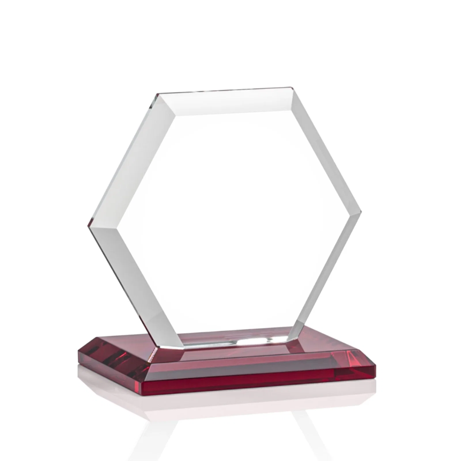 Custom printed Starfire Crystal Hexagon Award with Deep Mitered Edges, with your logo for volunteer appreciation