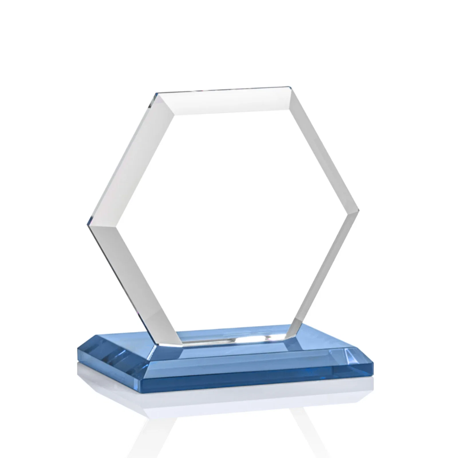 Customized Starfire Crystal Hexagon Award with Deep Mitered Edges, with your logo for service anniversary gifts