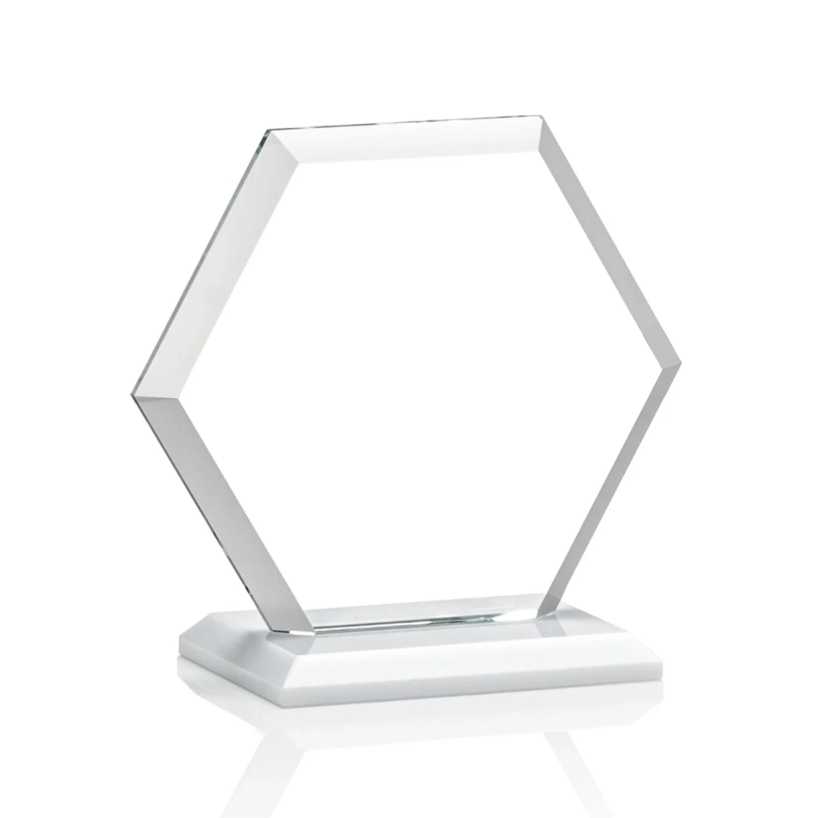 Customized Starfire Crystal Hexagon Award with Deep Mitered Edges, with your logo for safety achievement programs