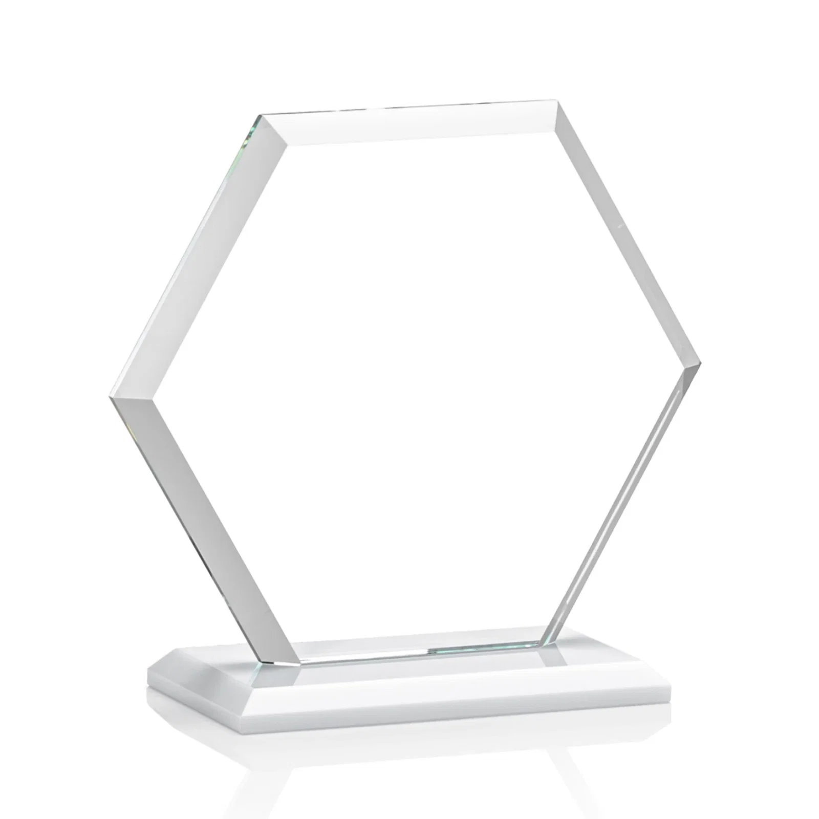 Customized Starfire Crystal Hexagon Award with Deep Mitered Edges, with your logo for volunteer appreciation