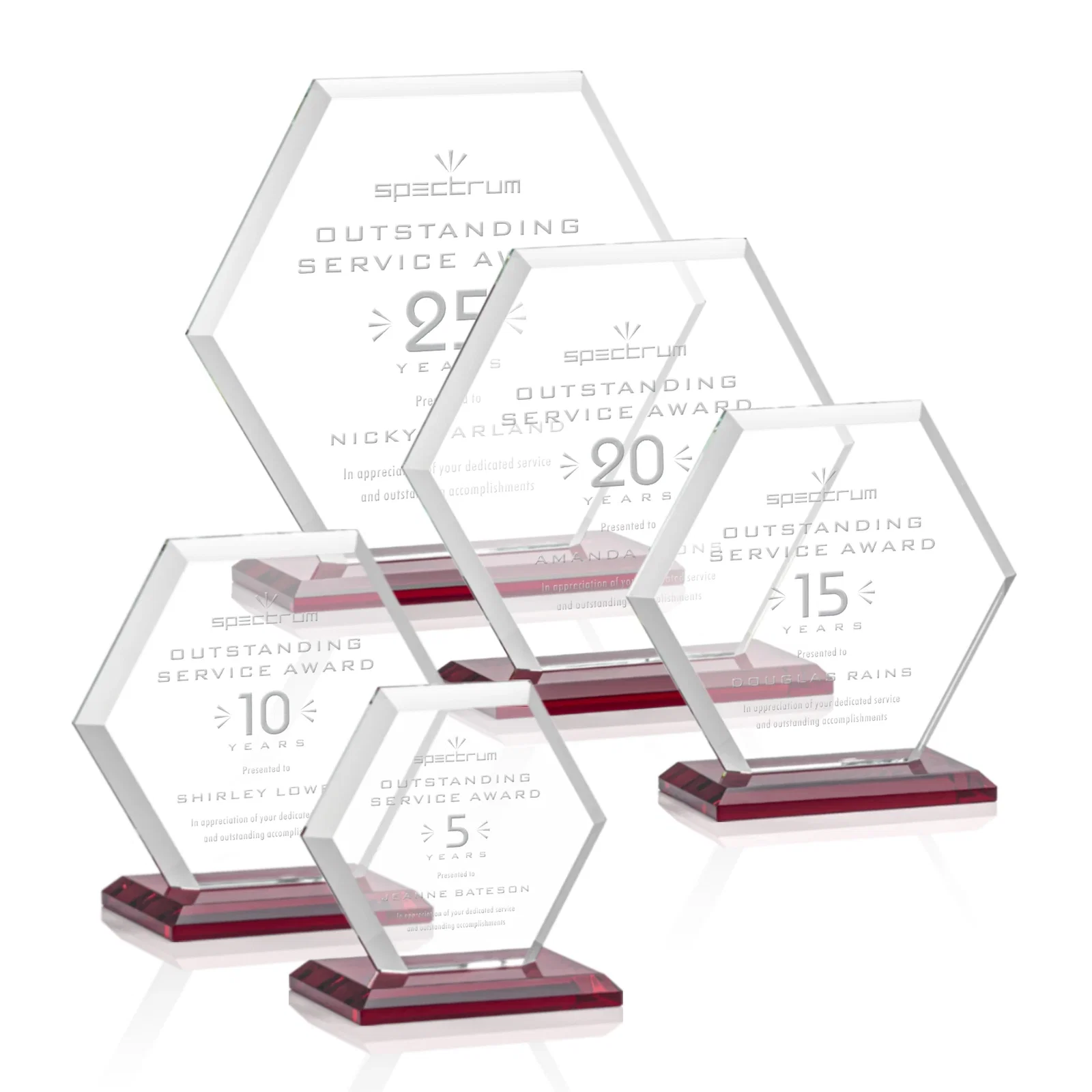 Promotional Starfire Crystal Hexagon Award with Deep Mitered Edges for employee recognition