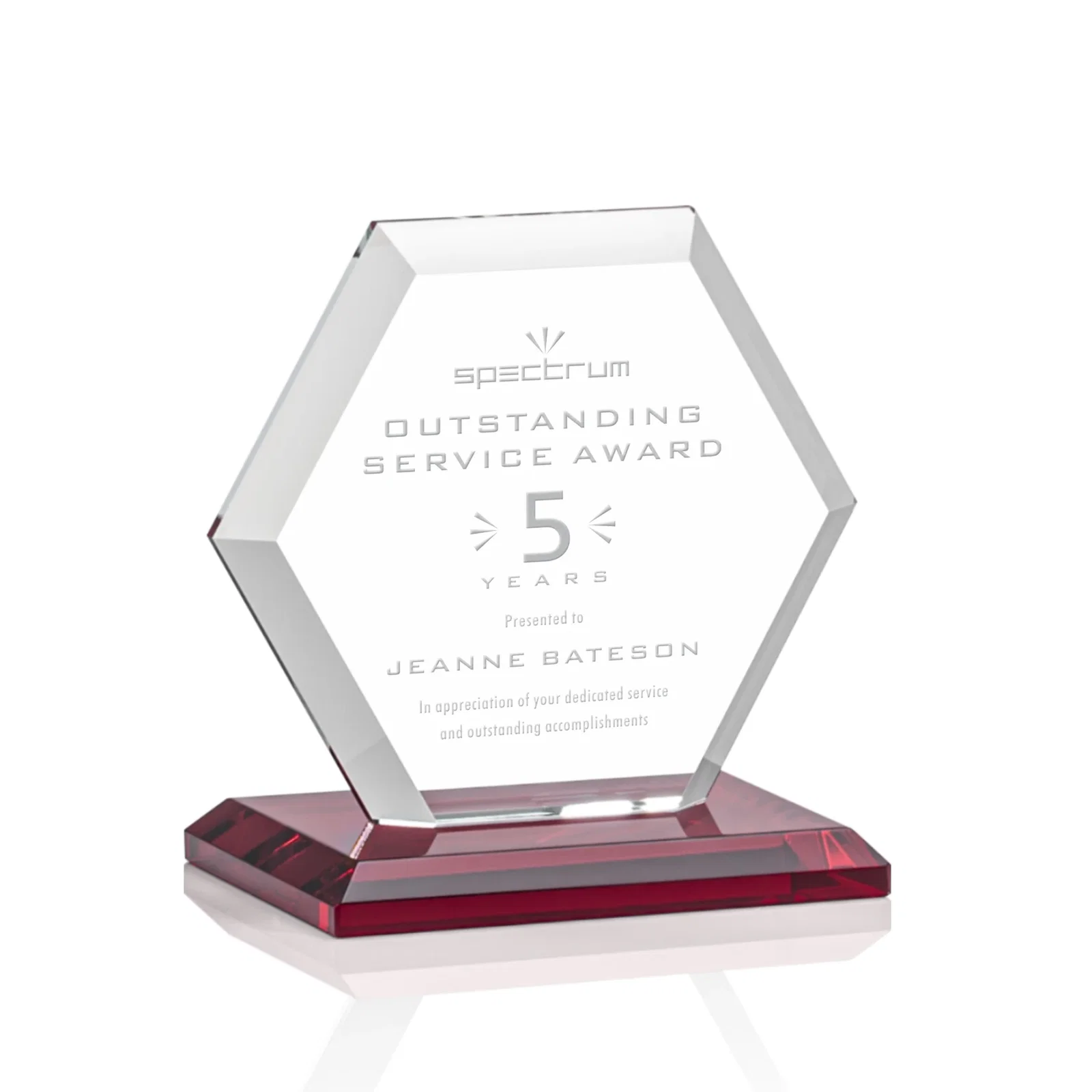 Promotional Starfire Crystal Hexagon Award with Deep Mitered Edges for corporate award ceremonies