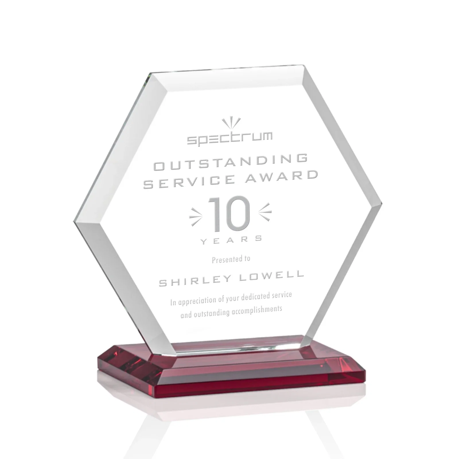 Promotional Starfire Crystal Hexagon Award with Deep Mitered Edges for service anniversary gifts