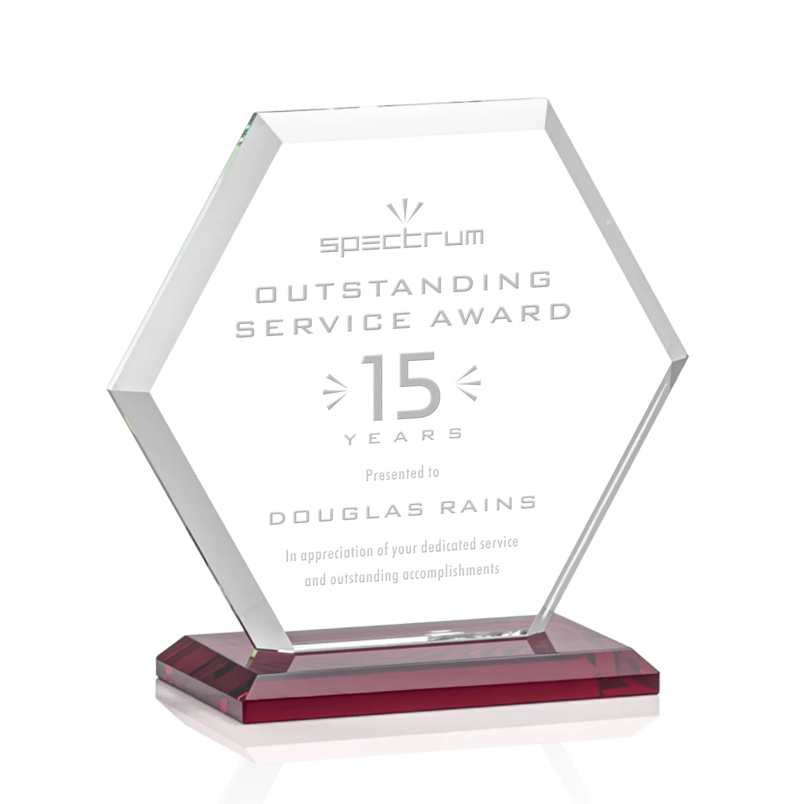 Promotional Starfire Crystal Hexagon Award with Deep Mitered Edges for sales achievement awards