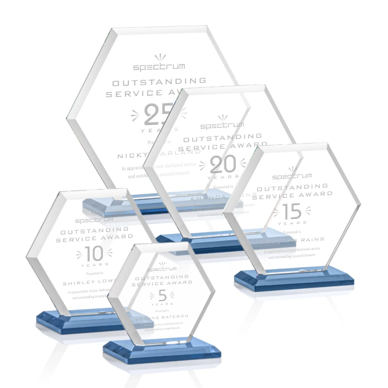 Promotional Starfire Crystal Hexagon Award with Deep Mitered Edges for donor appreciation