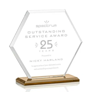 Starfire Crystal Hexagon Award with Deep Mitered Edges