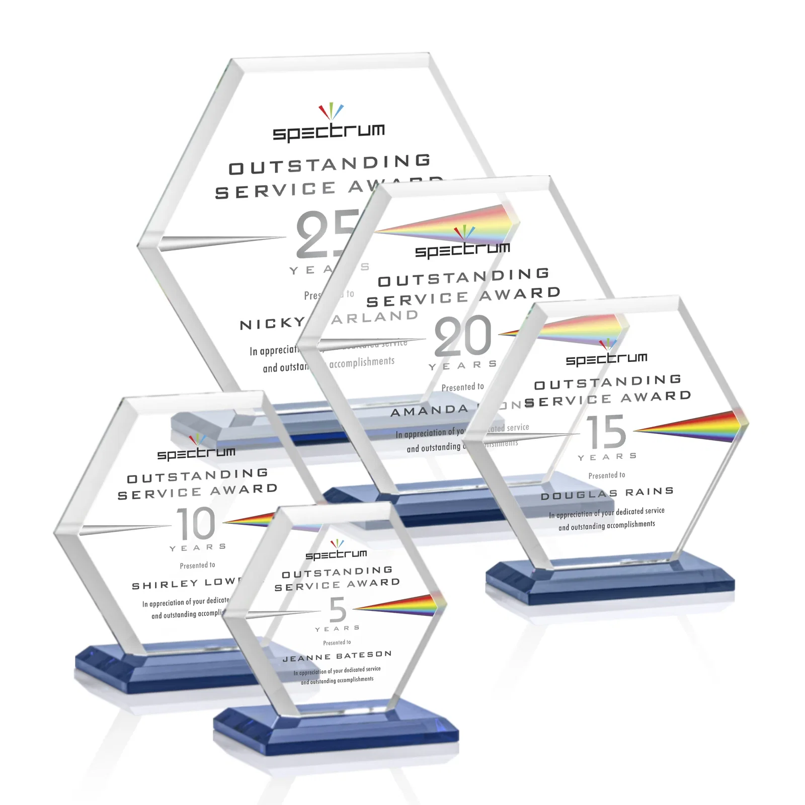 Customized Starfire Crystal Hexagon Award with Deep Mitered Edges for graduation ceremonies