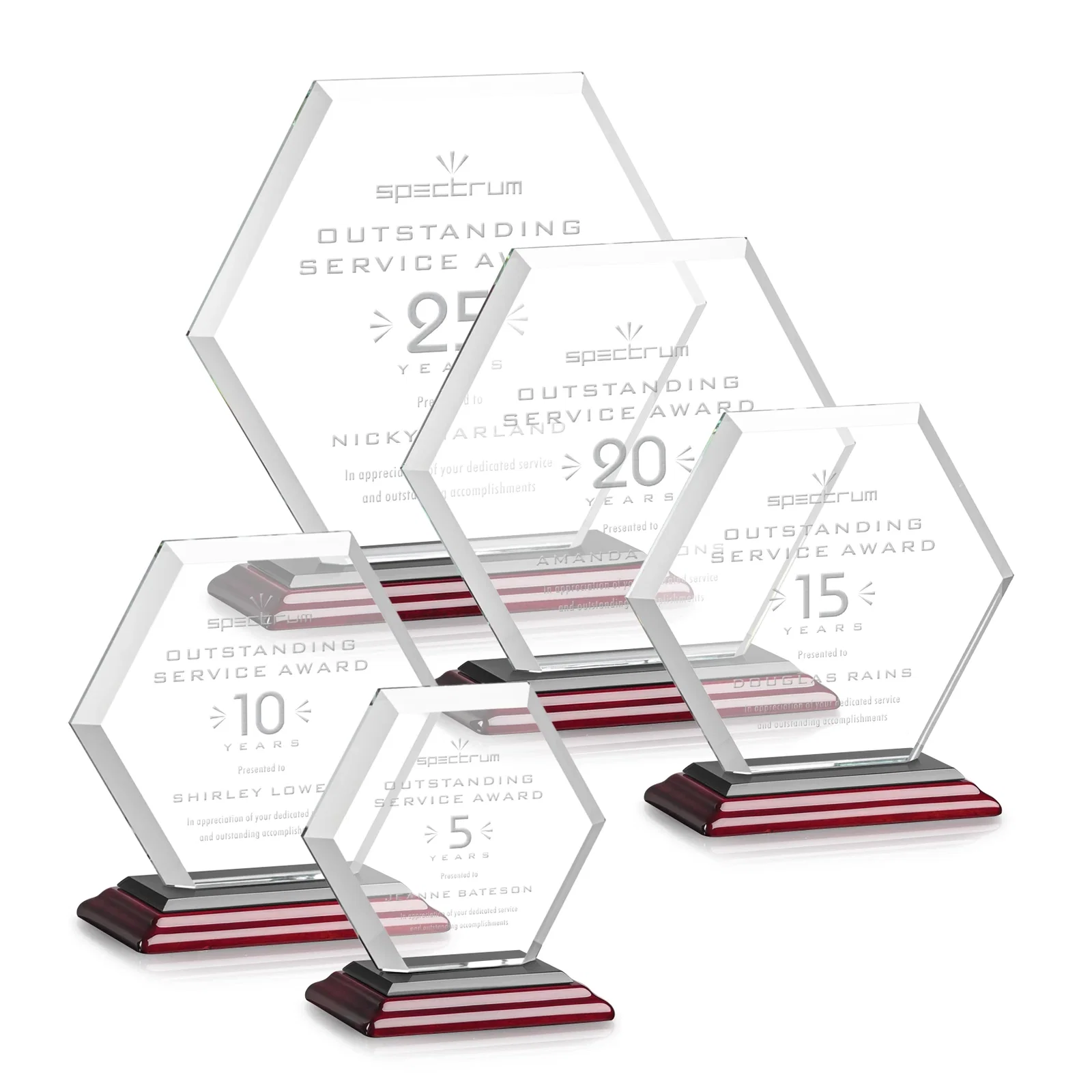 Personalized Starfire Crystal Hexagon Award with Deep Mitered Edges, with your logo for corporate award ceremonies