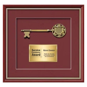 Gold-Plated Cast Key Shadow Box Framed Award
