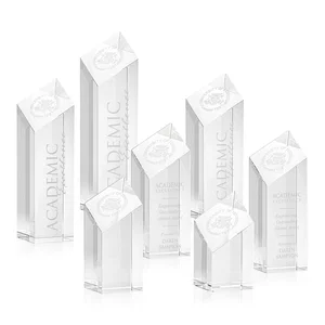 Optical Crystal Tower Award with a Slanted Diamond Top