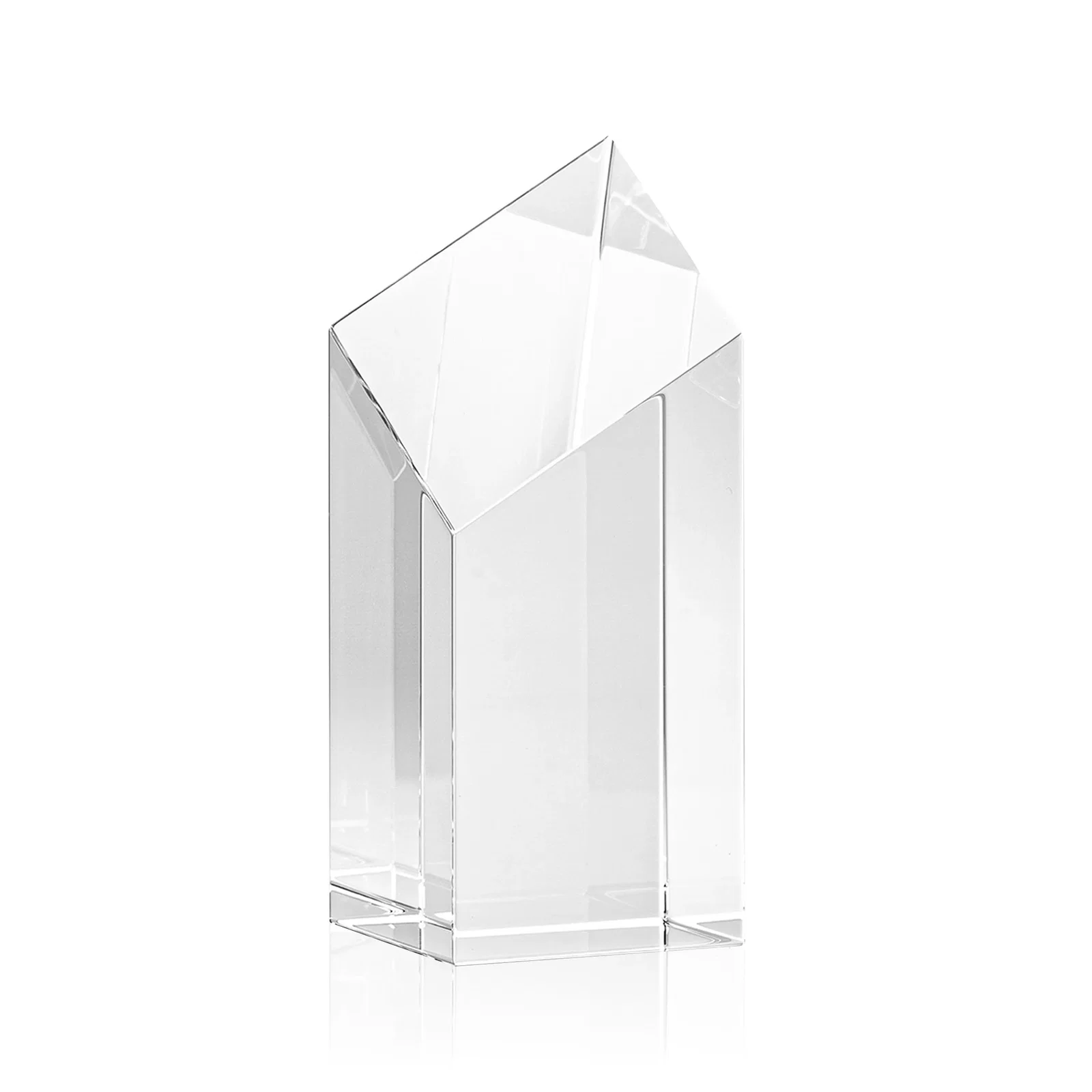 Personalized Optical Crystal Tower Award with a Slanted Diamond Top for employee recognition