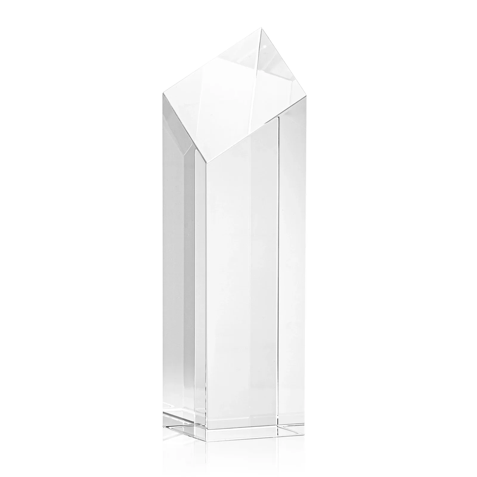 Personalized Optical Crystal Tower Award with a Slanted Diamond Top for sales achievement awards