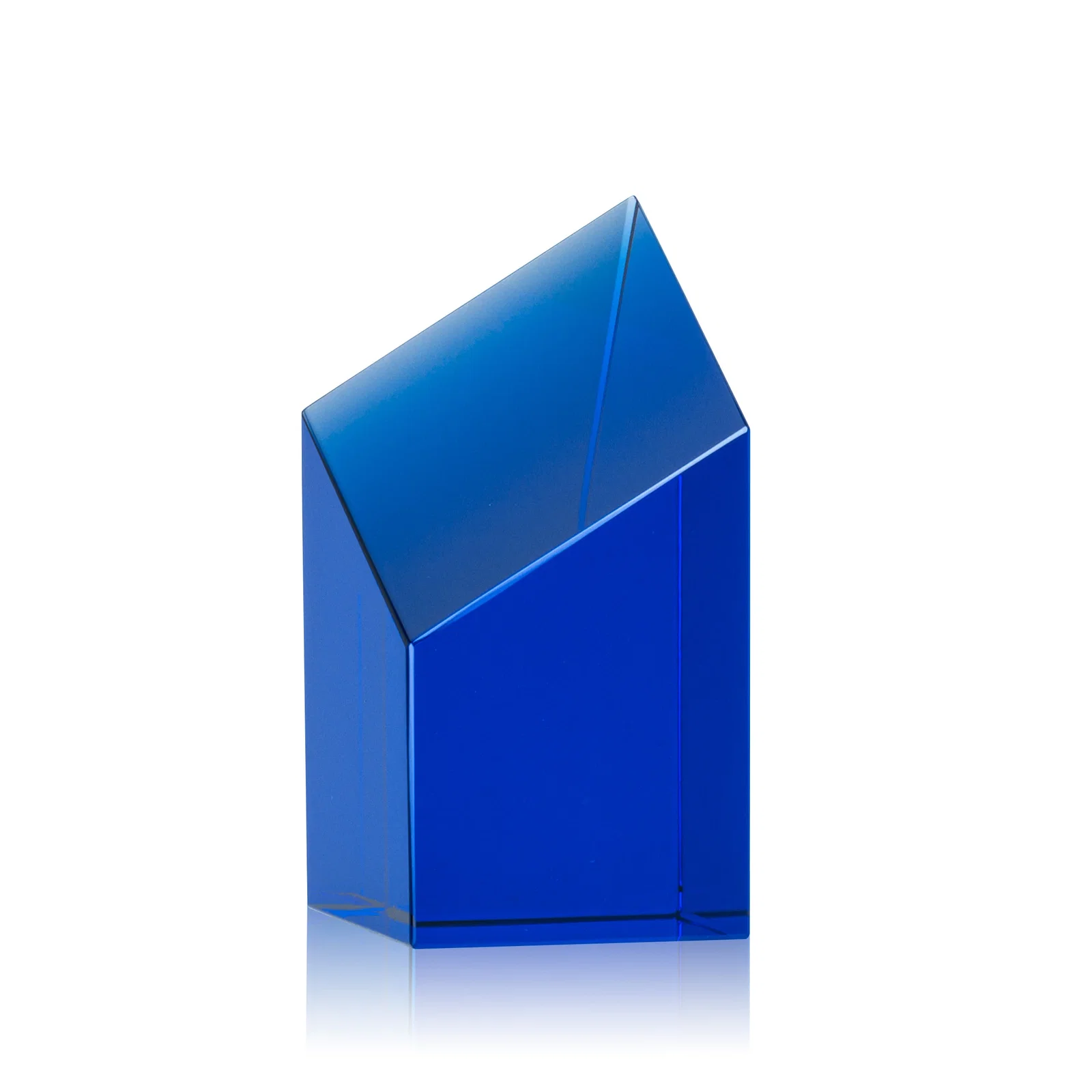 Personalized Optical Crystal Tower Award with a Slanted Diamond Top for team milestone celebrations