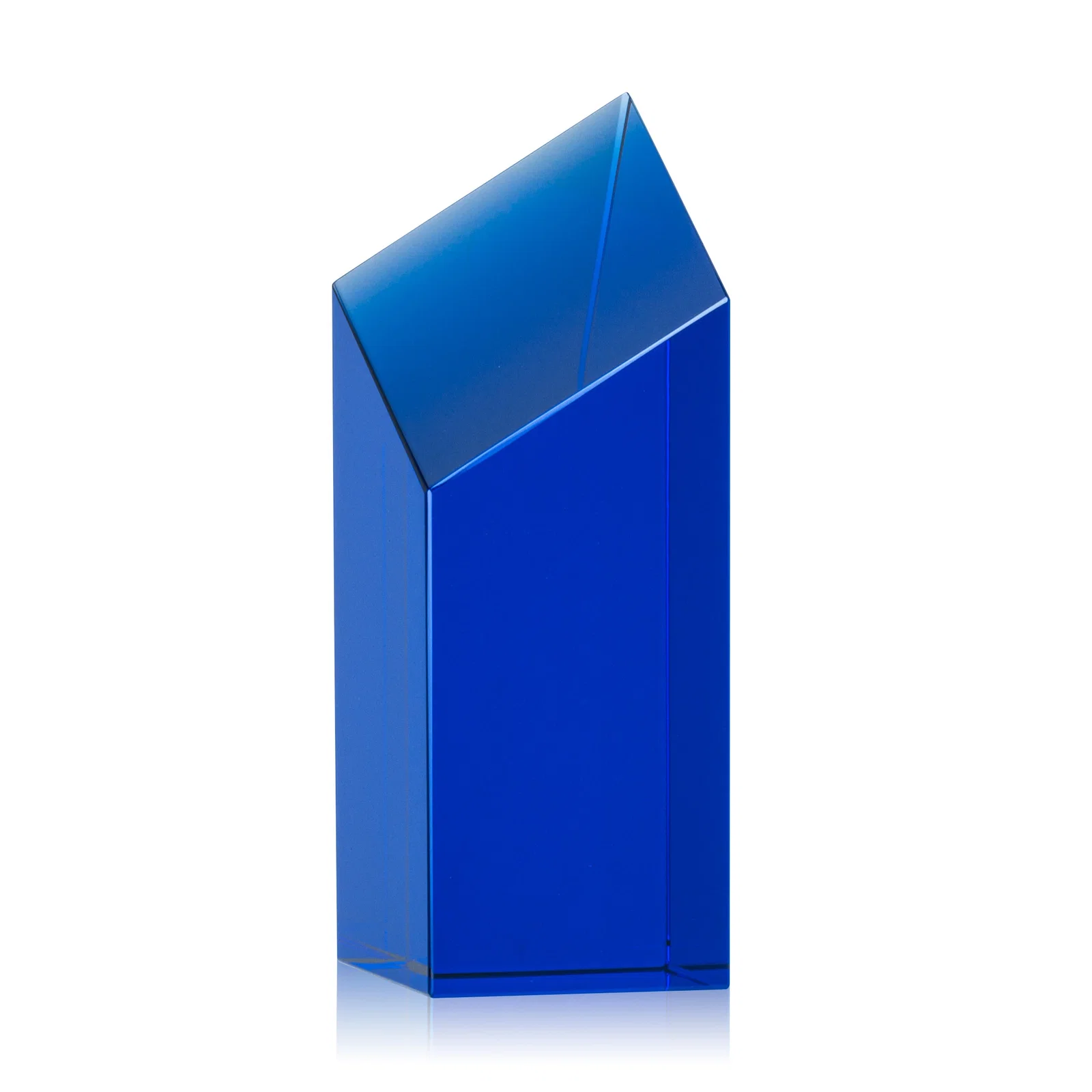 Personalized Optical Crystal Tower Award with a Slanted Diamond Top for donor appreciation