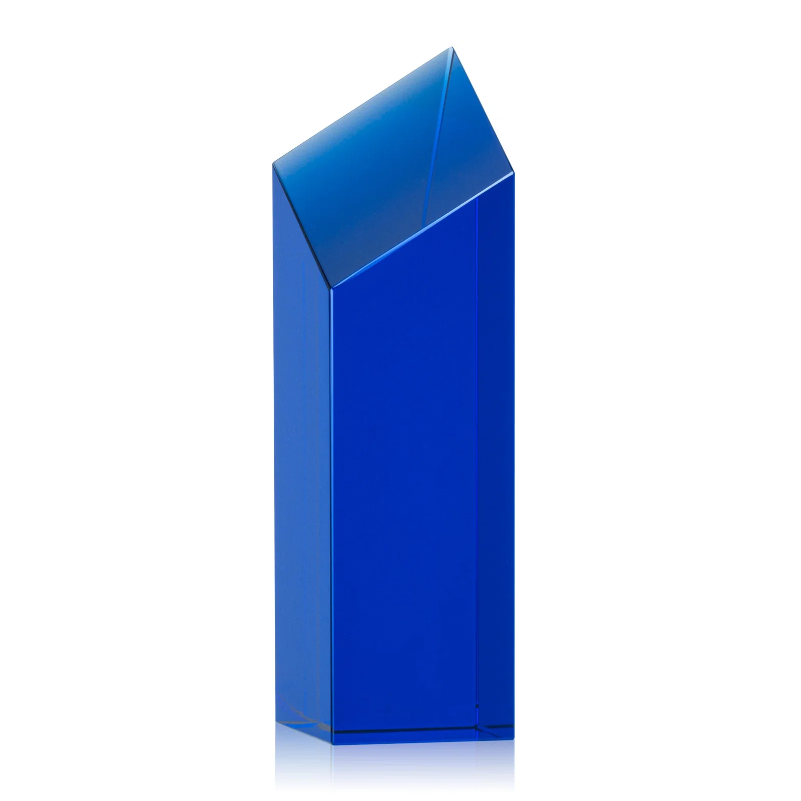 Personalized Optical Crystal Tower Award with a Slanted Diamond Top for graduation ceremonies
