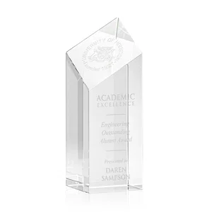 Optical Crystal Tower Award with a Slanted Diamond Top