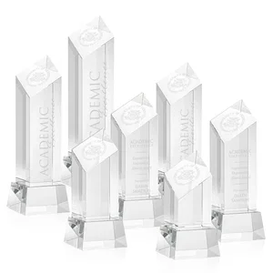 Optical Crystal Diamond Tower Award with Flat-Top Engraving