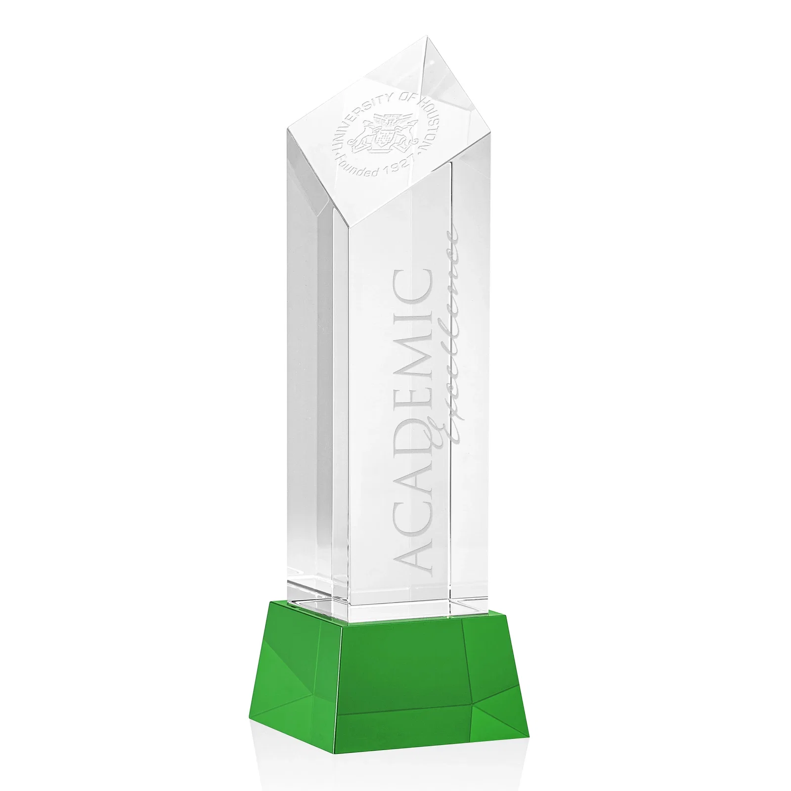 Personalized Optical Crystal Diamond Tower Award with Flat-Top Engraving for employee recognition