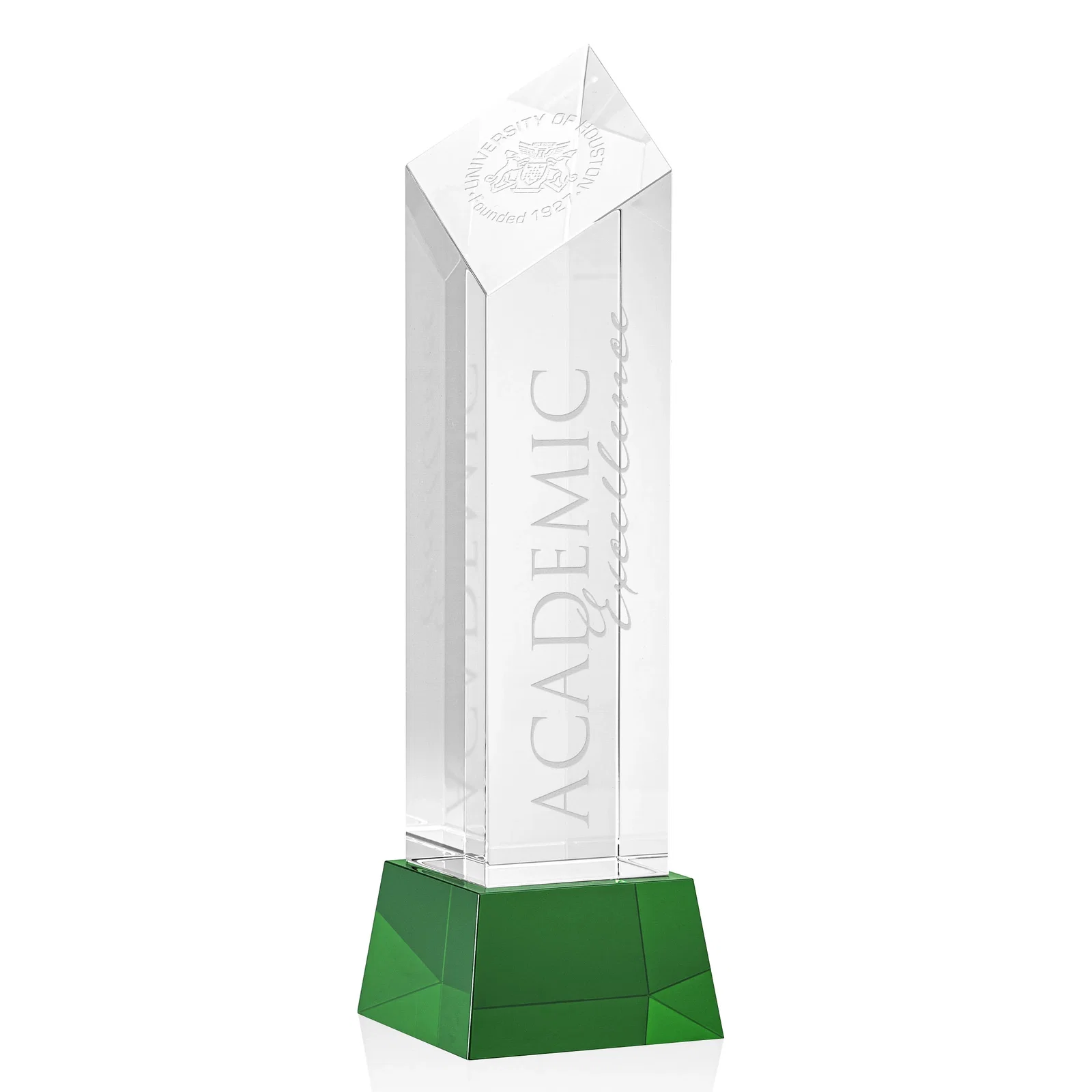 Personalized Optical Crystal Diamond Tower Award with Flat-Top Engraving for corporate award ceremonies