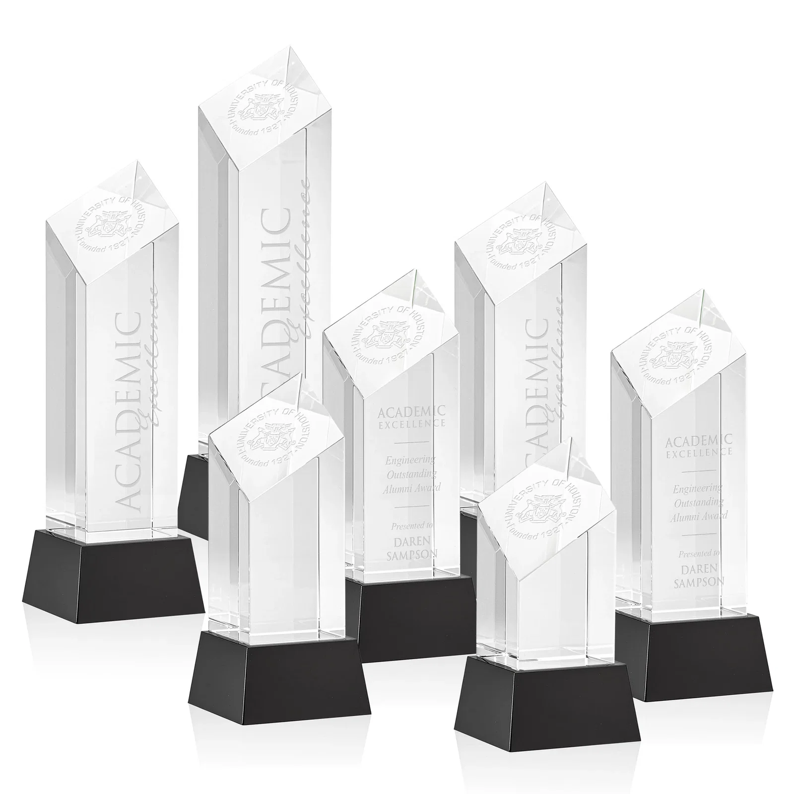 Personalized Optical Crystal Diamond Tower Award with Flat-Top Engraving for service anniversary gifts