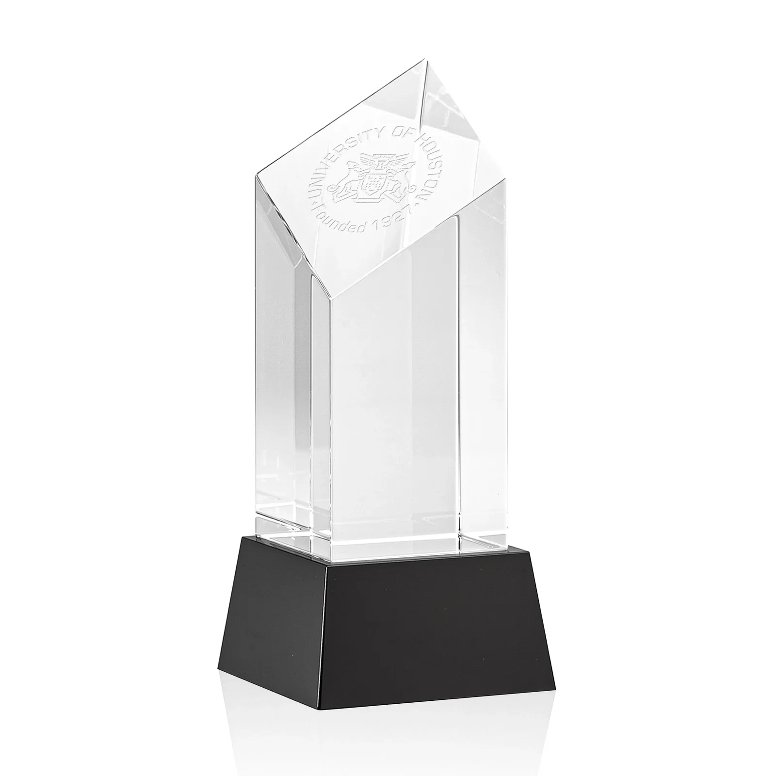 Personalized Optical Crystal Diamond Tower Award with Flat-Top Engraving for retirement presentations