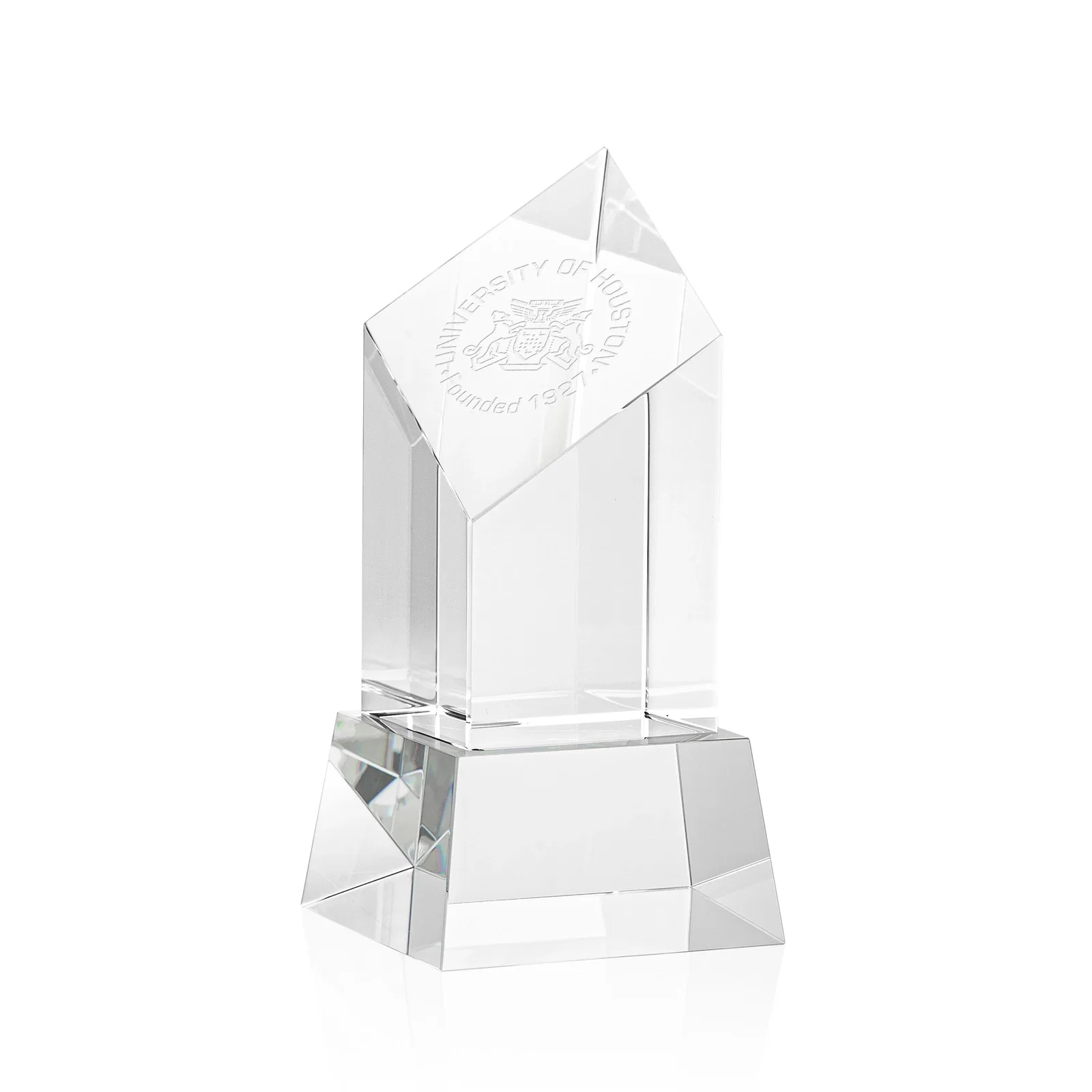 Custom Optical Crystal Diamond Tower Award with Flat-Top Engraving for corporate award ceremonies