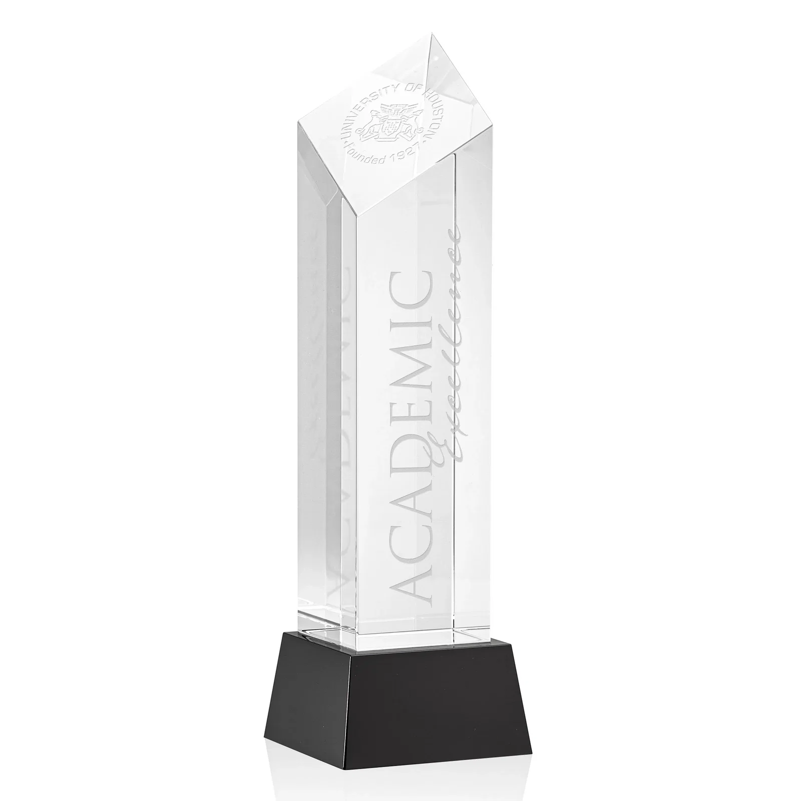 Personalized Optical Crystal Diamond Tower Award with Flat-Top Engraving for safety achievement programs