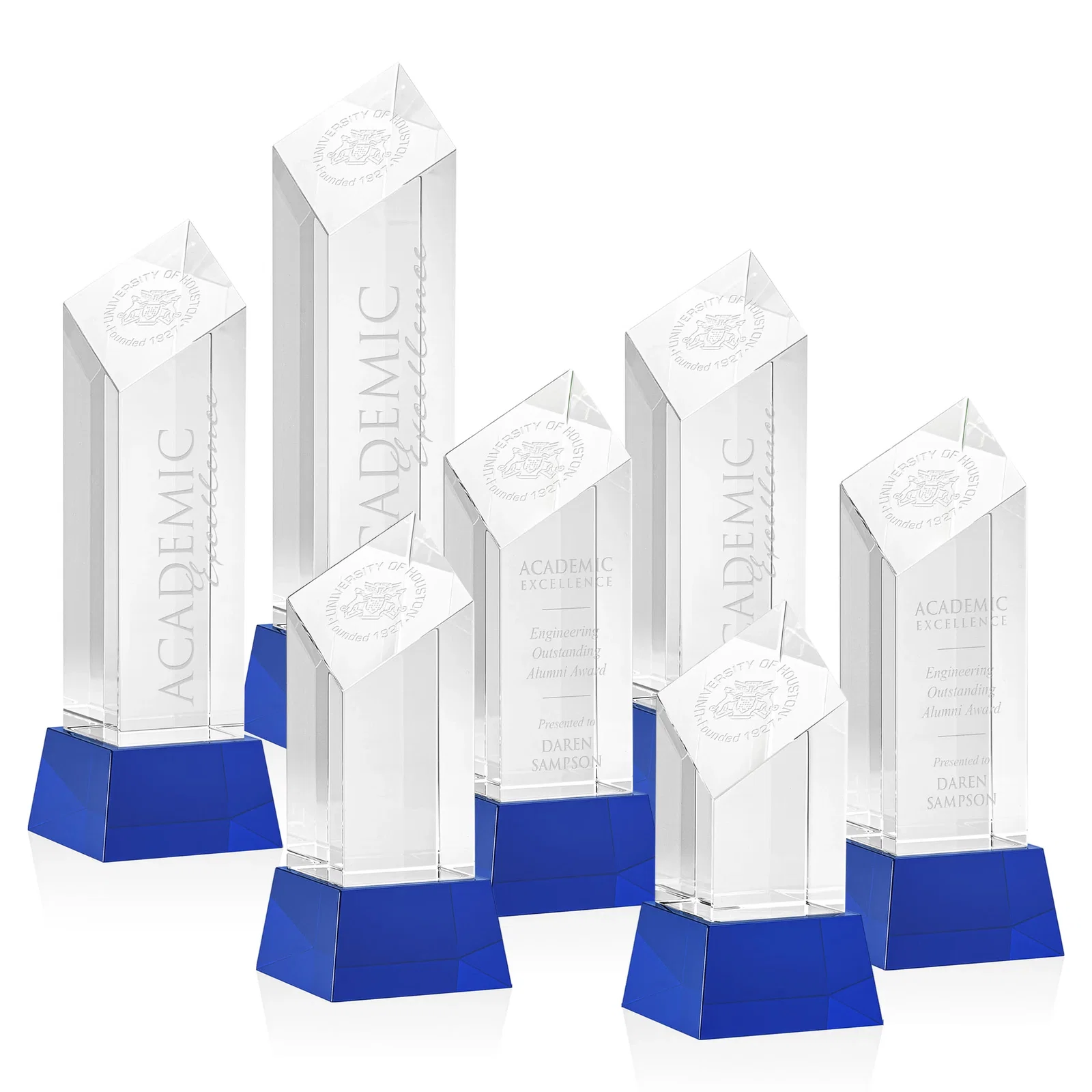 Personalized Optical Crystal Diamond Tower Award with Flat-Top Engraving for volunteer appreciation