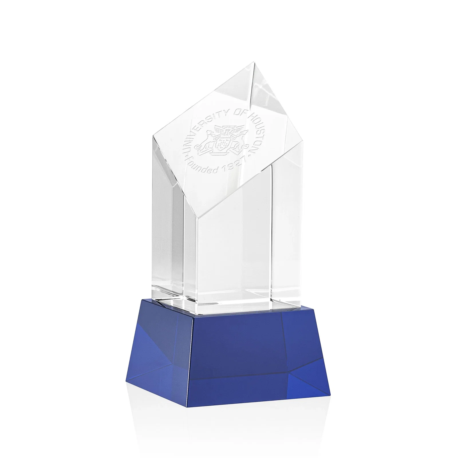 Personalized Optical Crystal Diamond Tower Award with Flat-Top Engraving for dealer and partner awards