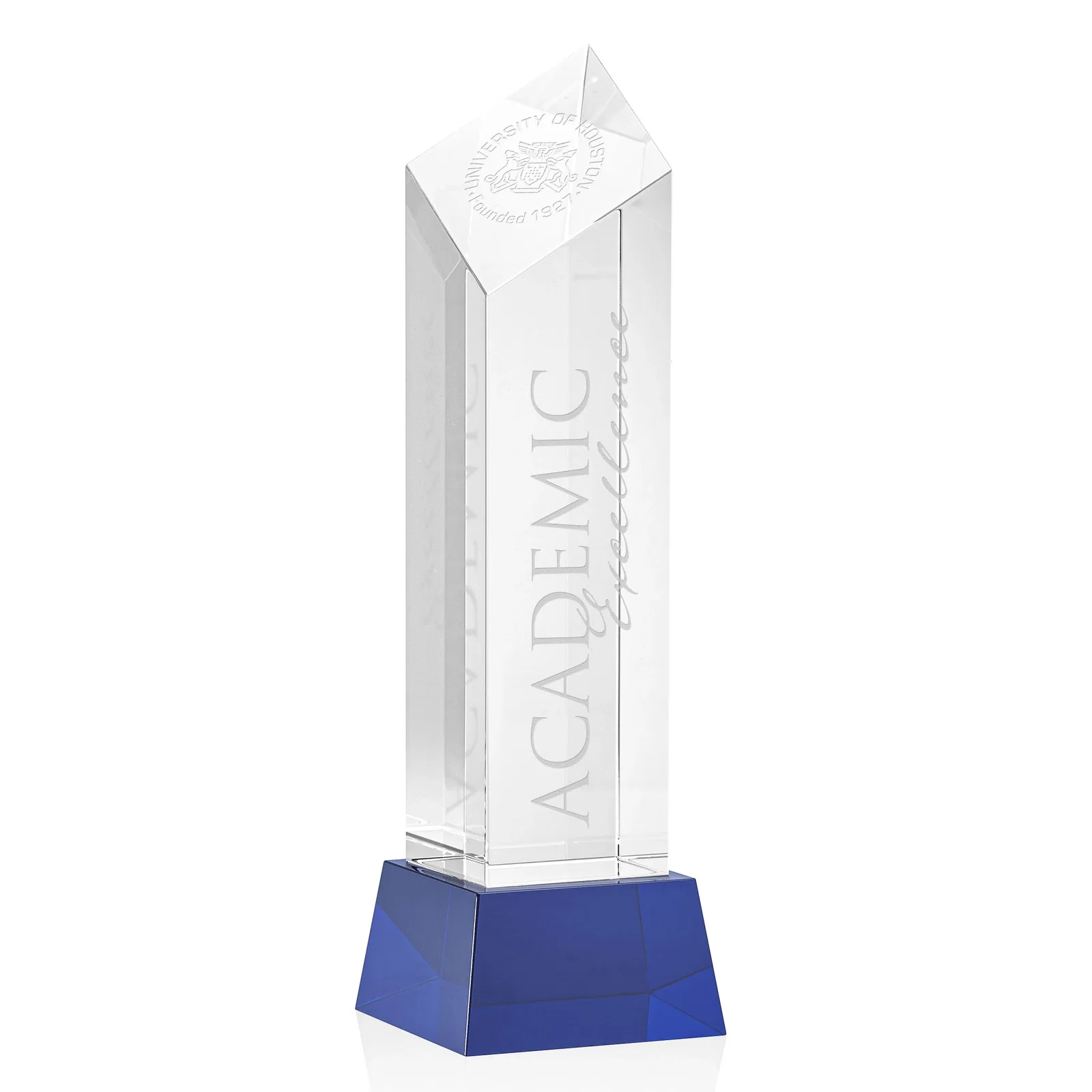 Promotional Optical Crystal Diamond Tower Award with Flat-Top Engraving for sales achievement awards