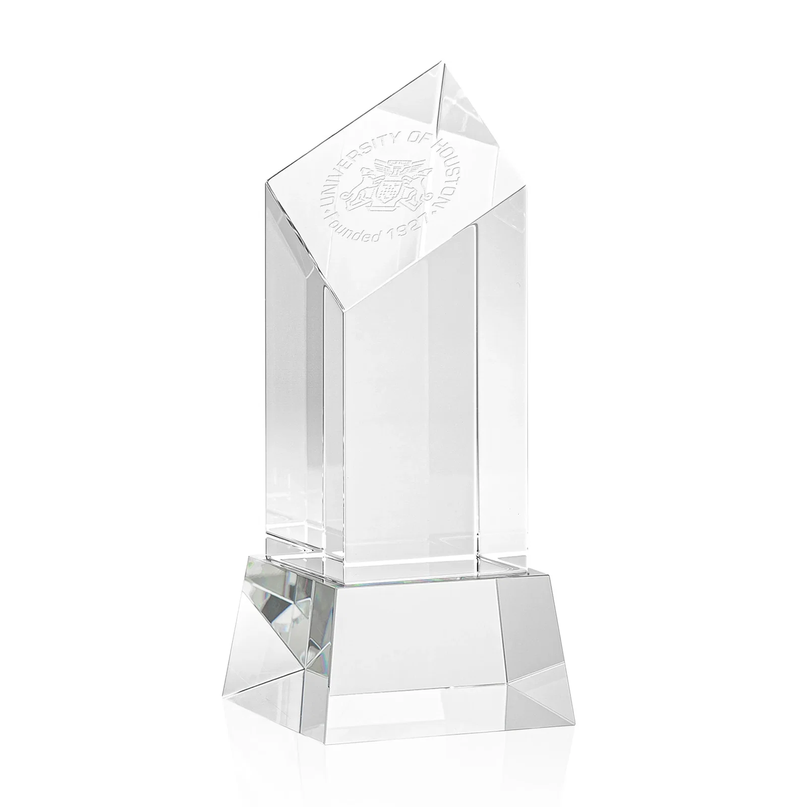 Custom Optical Crystal Diamond Tower Award with Flat-Top Engraving for service anniversary gifts