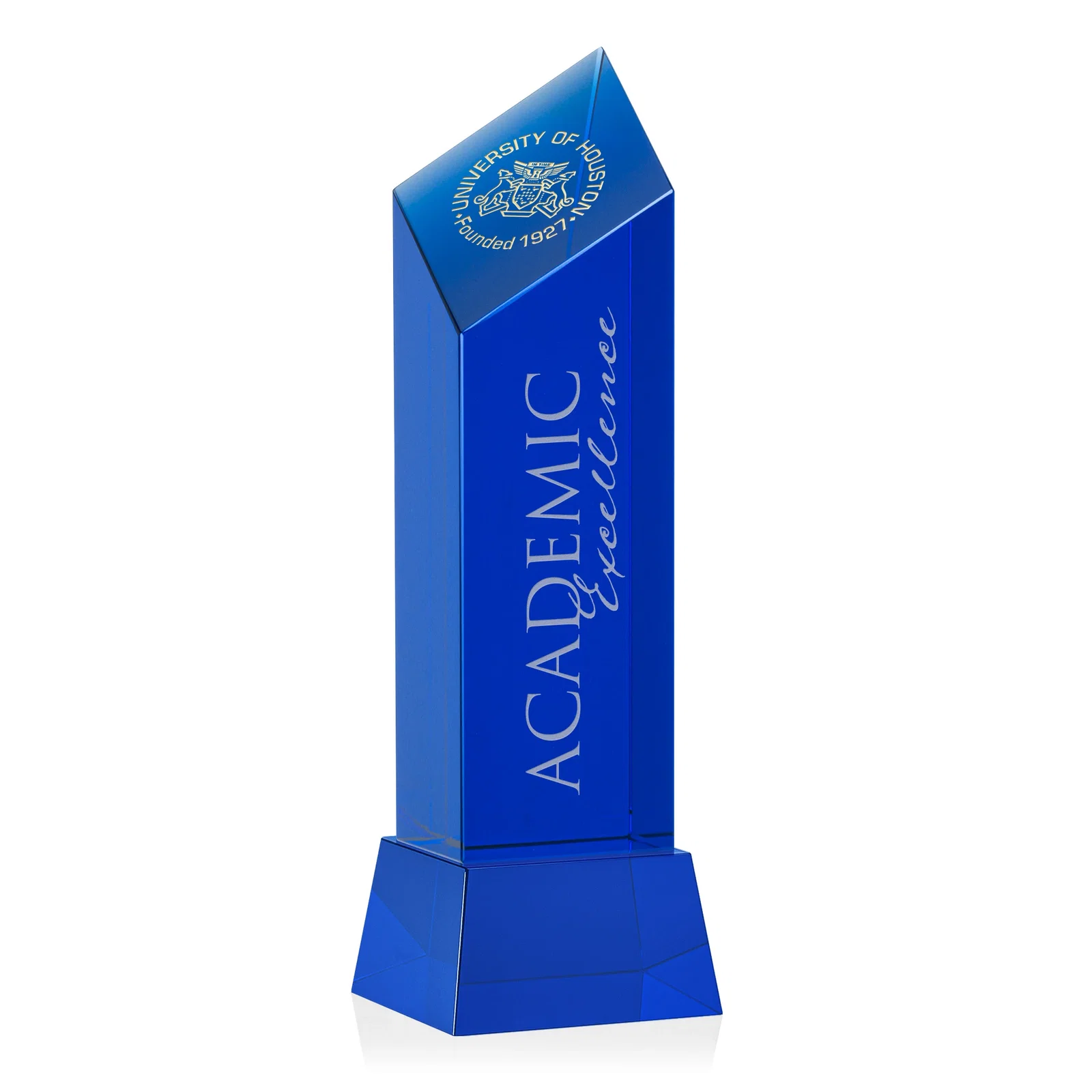 Promotional Optical Crystal Diamond Tower Award with Flat-Top Engraving for graduation ceremonies