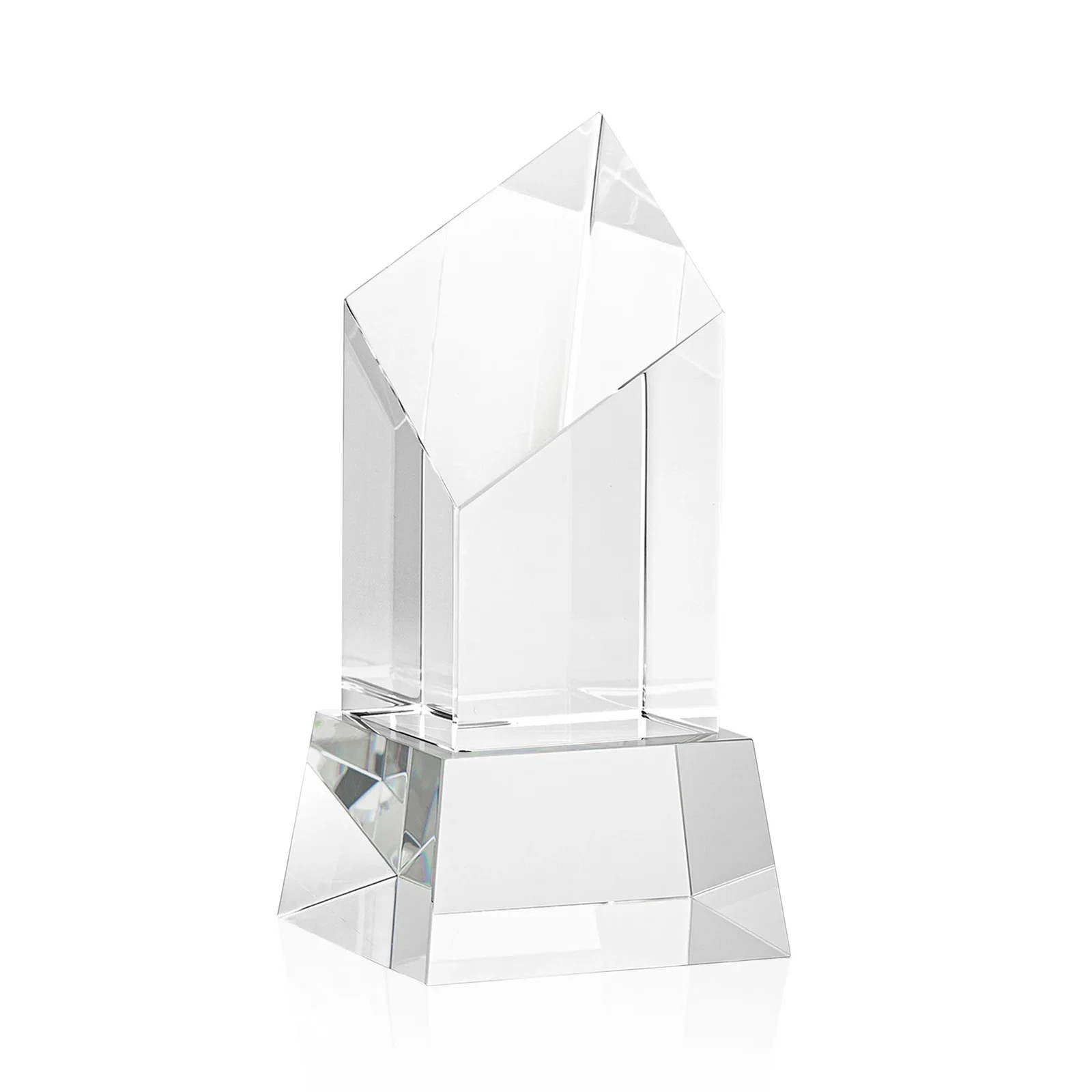 Promotional Optical Crystal Diamond Tower Award with Flat-Top Engraving for safety achievement programs
