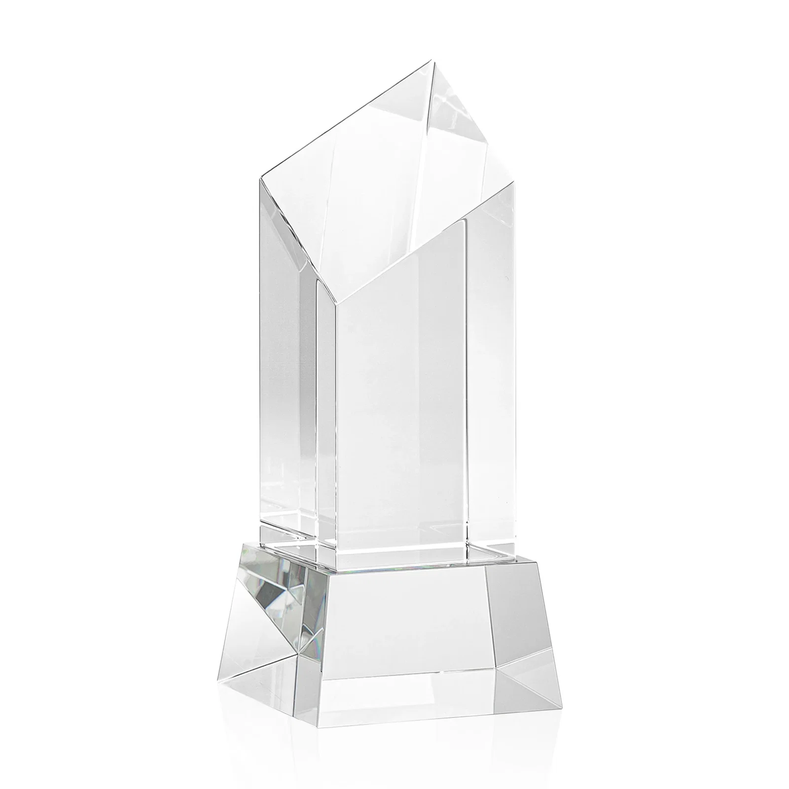 Promotional Optical Crystal Diamond Tower Award with Flat-Top Engraving for volunteer appreciation