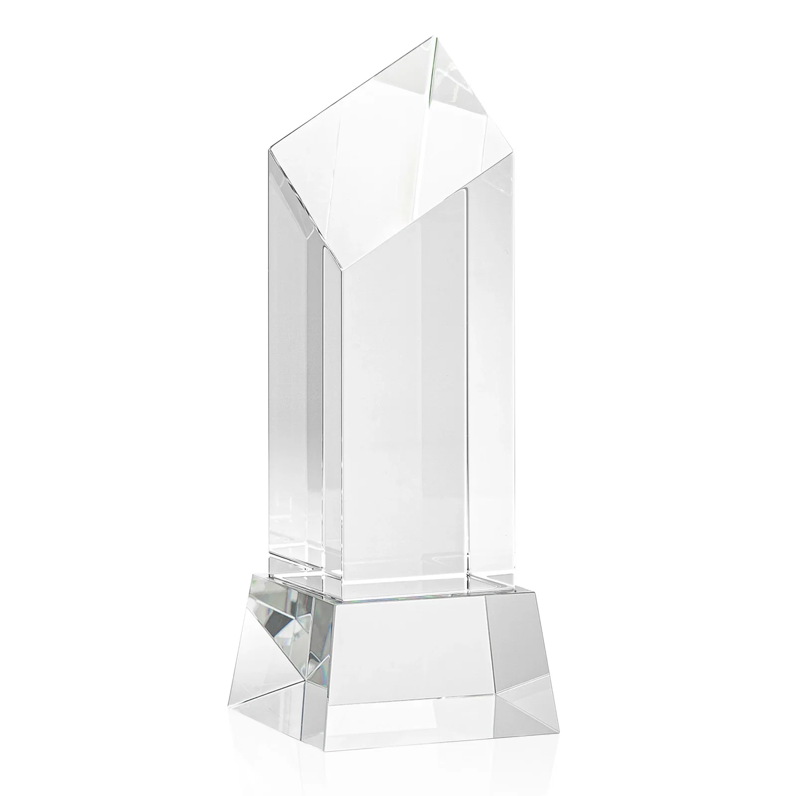 Promotional Optical Crystal Diamond Tower Award with Flat-Top Engraving for dealer and partner awards