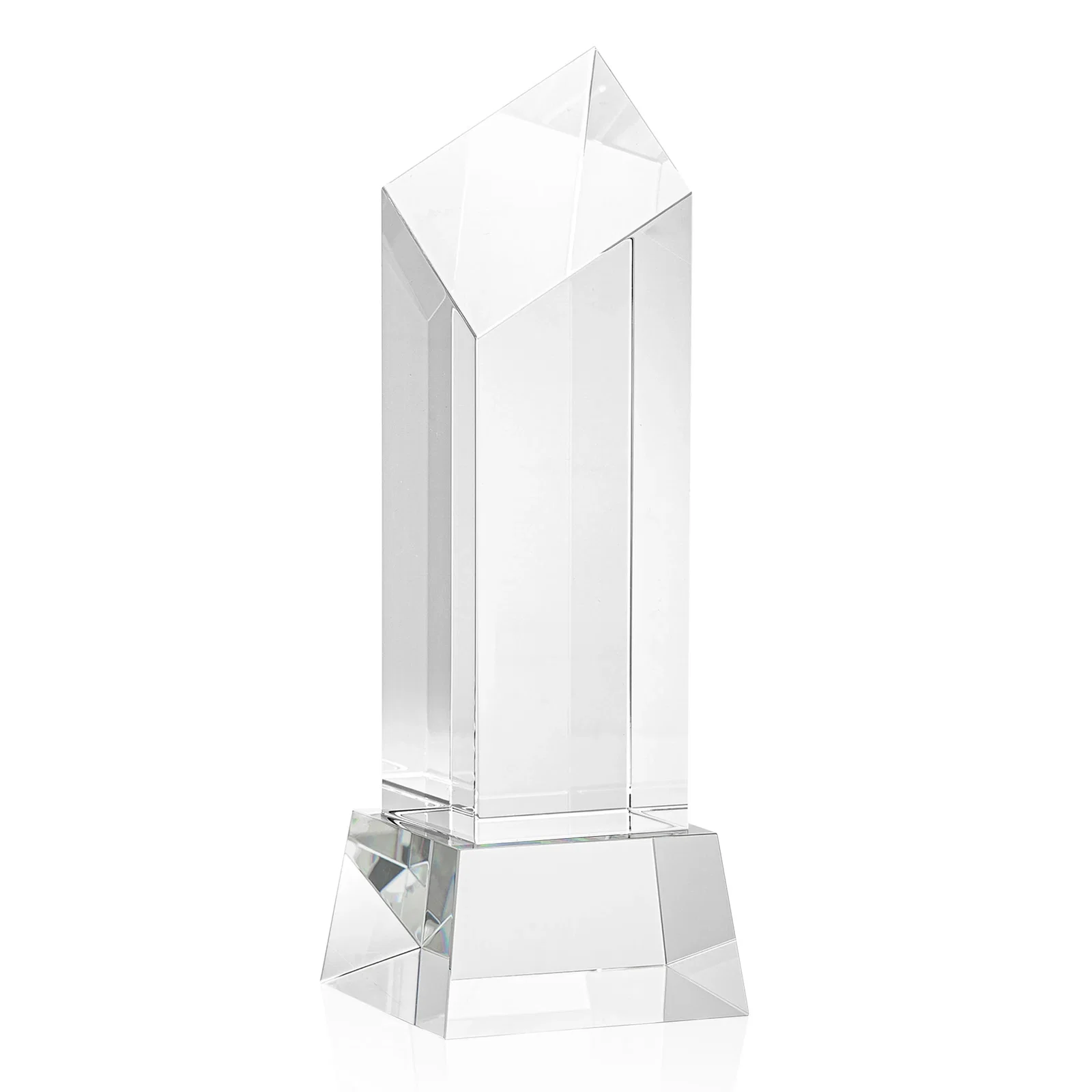 Promotional Optical Crystal Diamond Tower Award with Flat-Top Engraving for company anniversary events