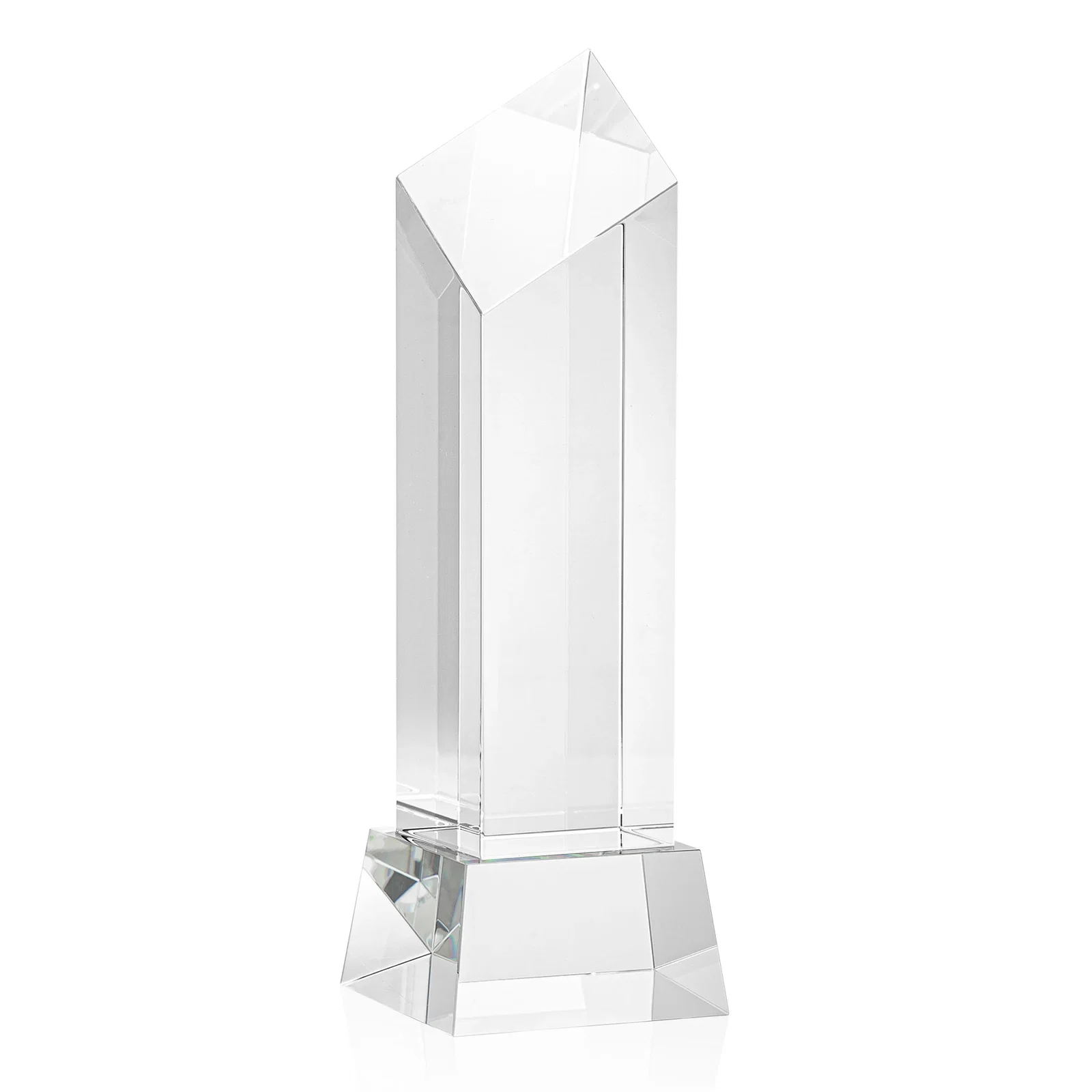 Branded Optical Crystal Diamond Tower Award with Flat-Top Engraving for employee recognition