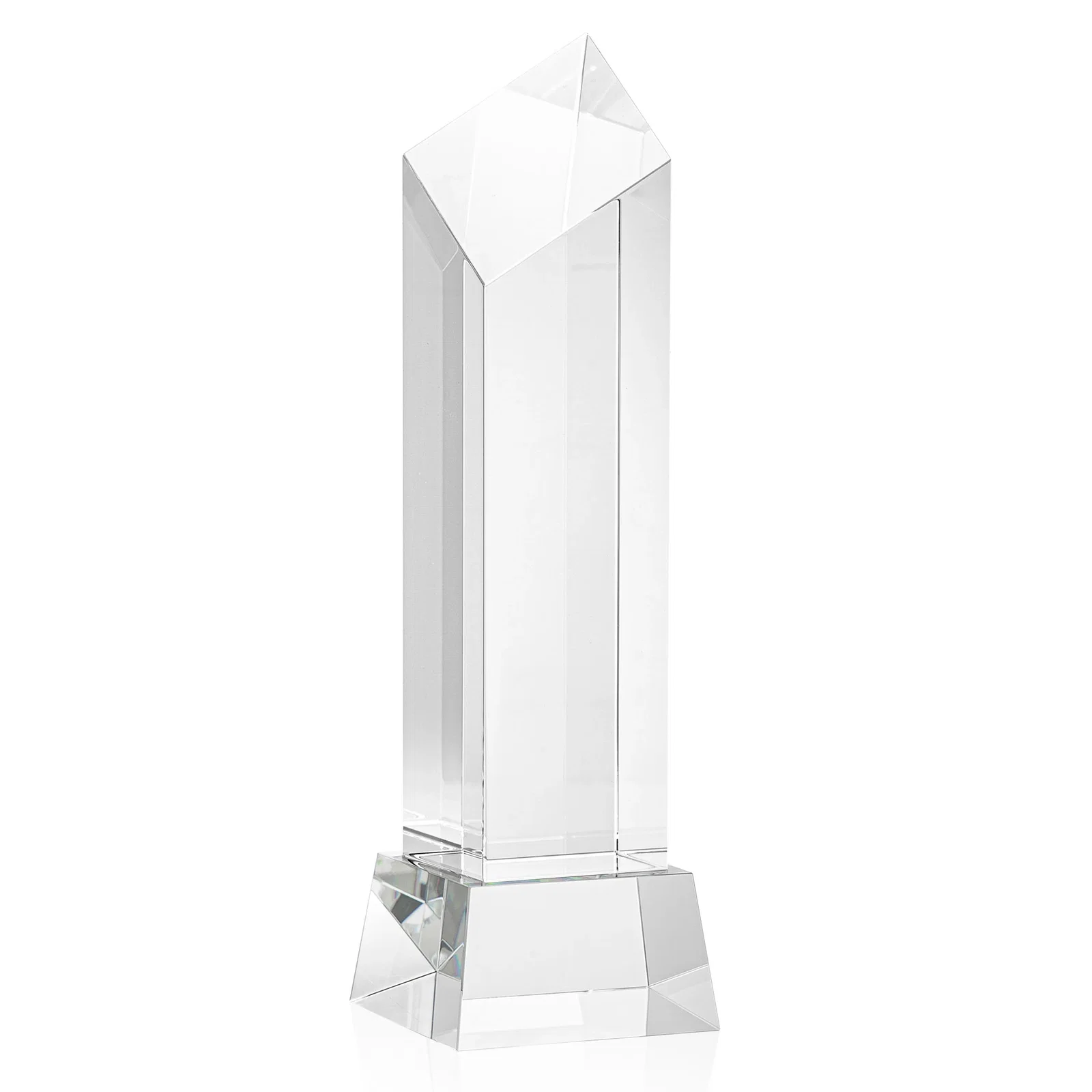 Branded Optical Crystal Diamond Tower Award with Flat-Top Engraving for corporate award ceremonies