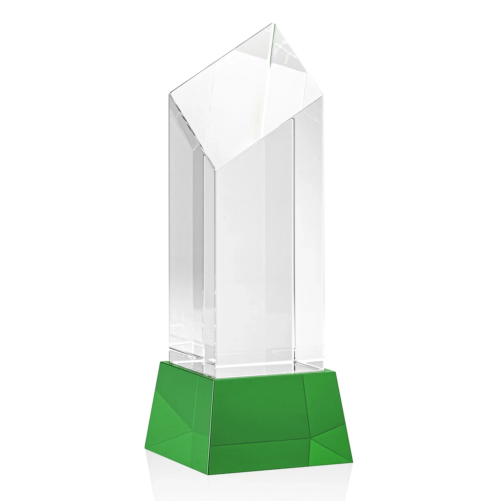 Branded Optical Crystal Diamond Tower Award with Flat-Top Engraving for retirement presentations