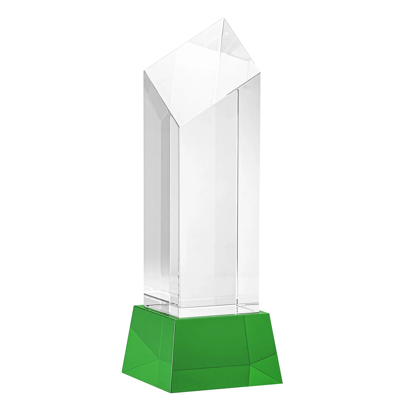 Branded Optical Crystal Diamond Tower Award with Flat-Top Engraving for team milestone celebrations