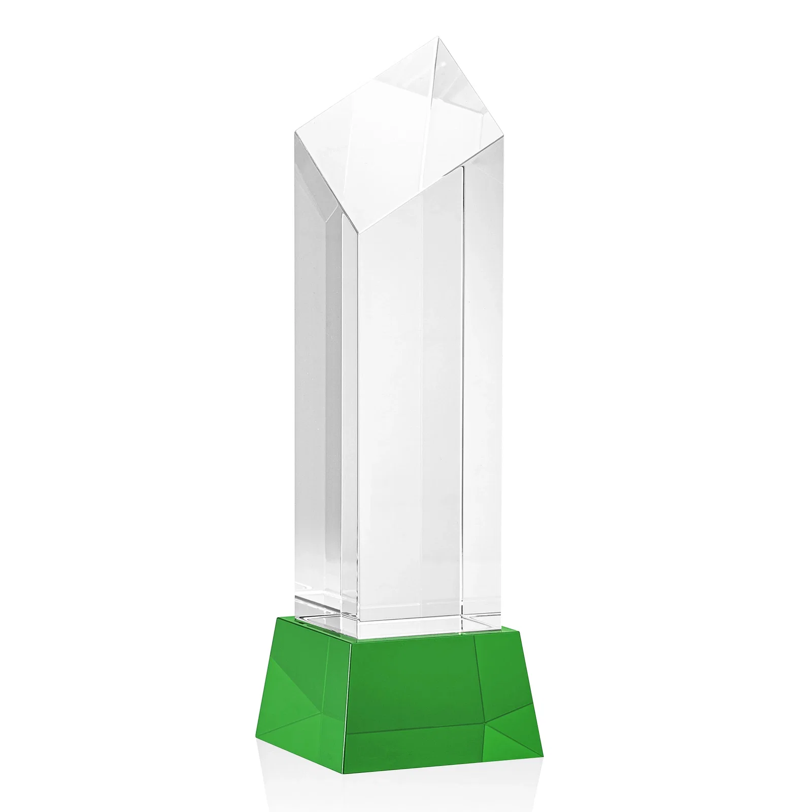 Branded Optical Crystal Diamond Tower Award with Flat-Top Engraving for donor appreciation