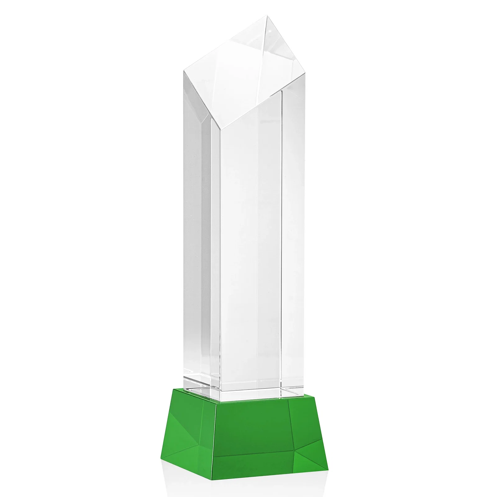 Branded Optical Crystal Diamond Tower Award with Flat-Top Engraving for graduation ceremonies