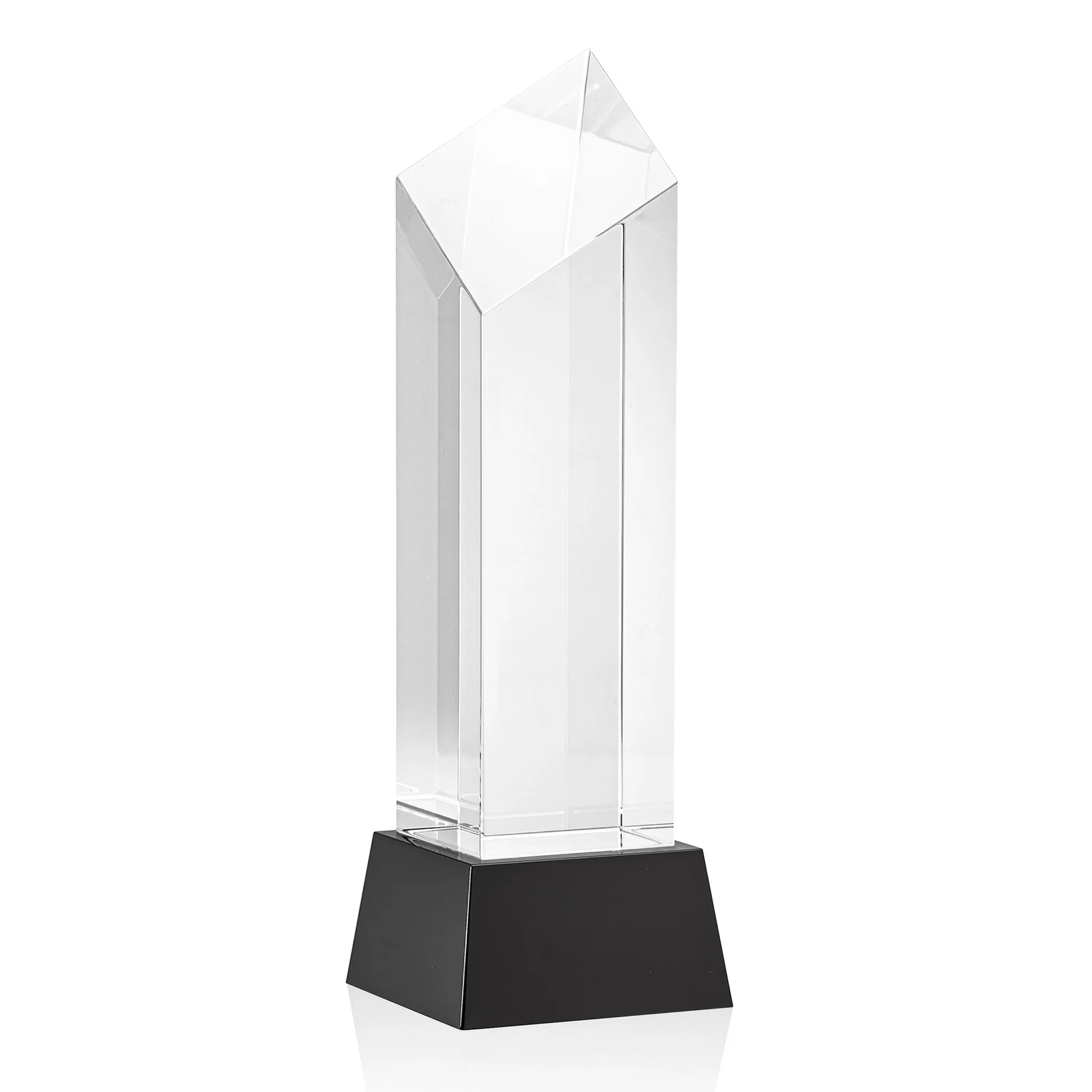 Custom printed Optical Crystal Diamond Tower Award with Flat-Top Engraving for employee recognition