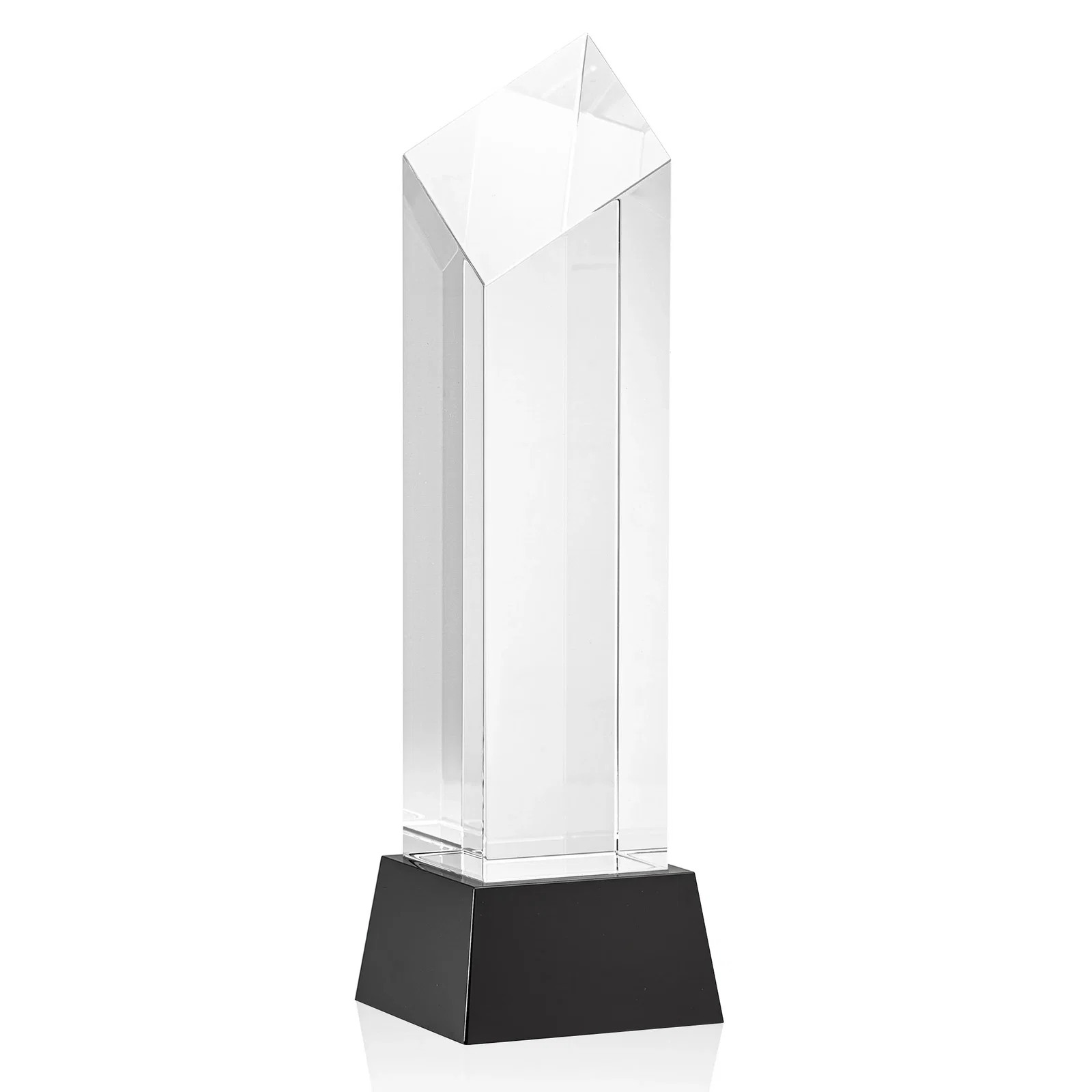 Custom printed Optical Crystal Diamond Tower Award with Flat-Top Engraving for corporate award ceremonies