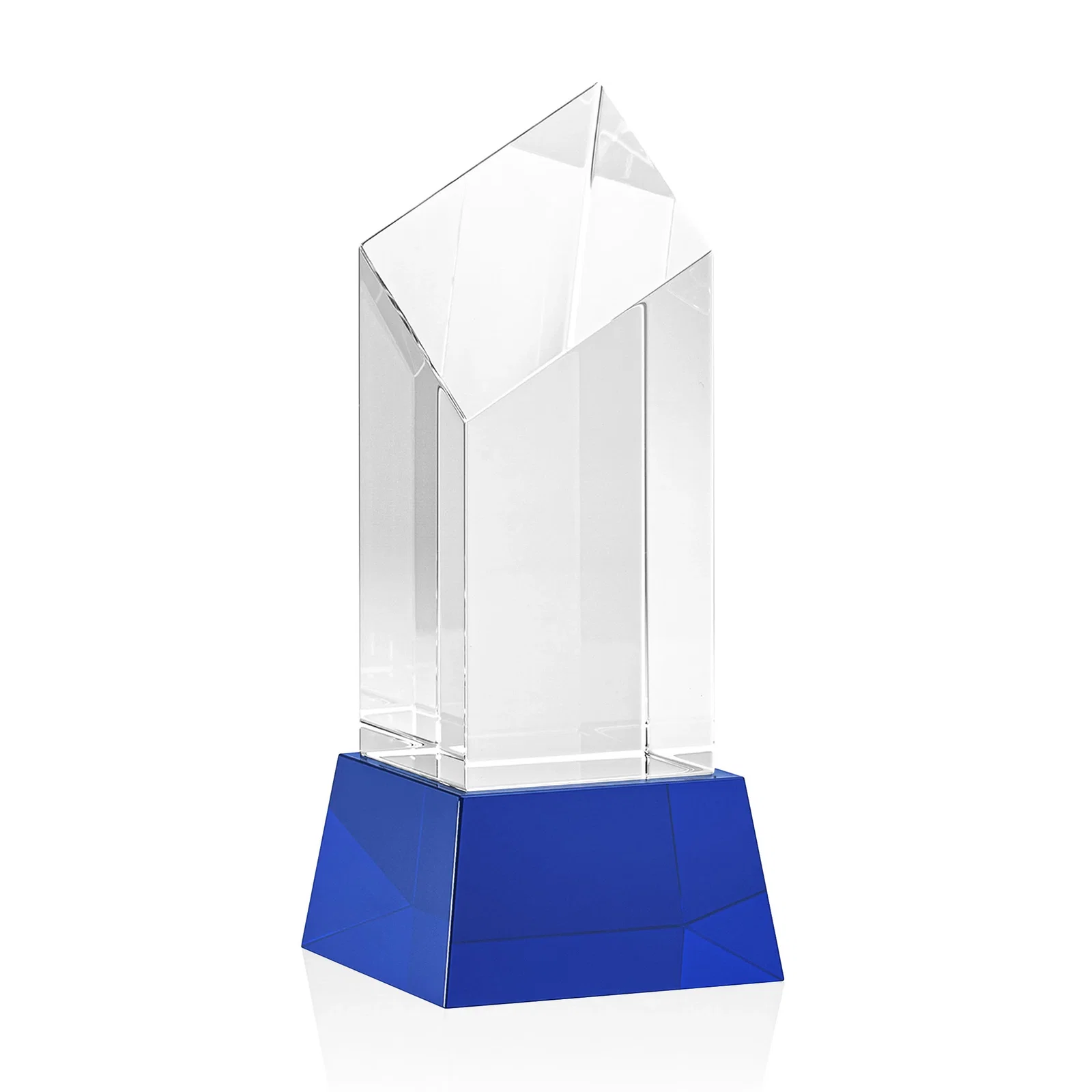 Custom printed Optical Crystal Diamond Tower Award with Flat-Top Engraving for sales achievement awards