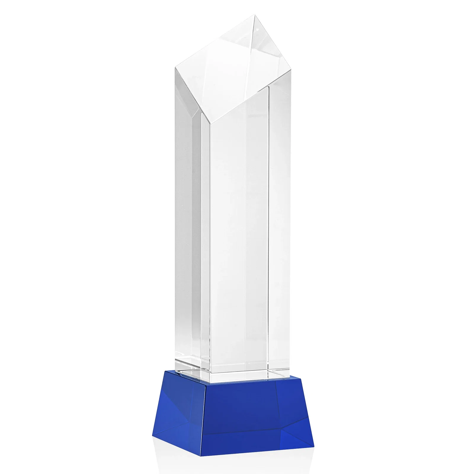 Custom printed Optical Crystal Diamond Tower Award with Flat-Top Engraving for graduation ceremonies