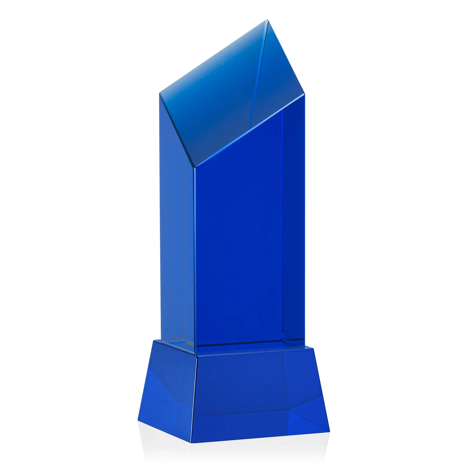 Custom printed Optical Crystal Diamond Tower Award with Flat-Top Engraving for volunteer appreciation