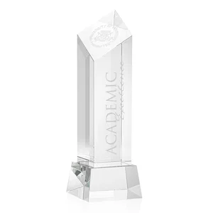 Optical Crystal Diamond Tower Award with Flat-Top Engraving