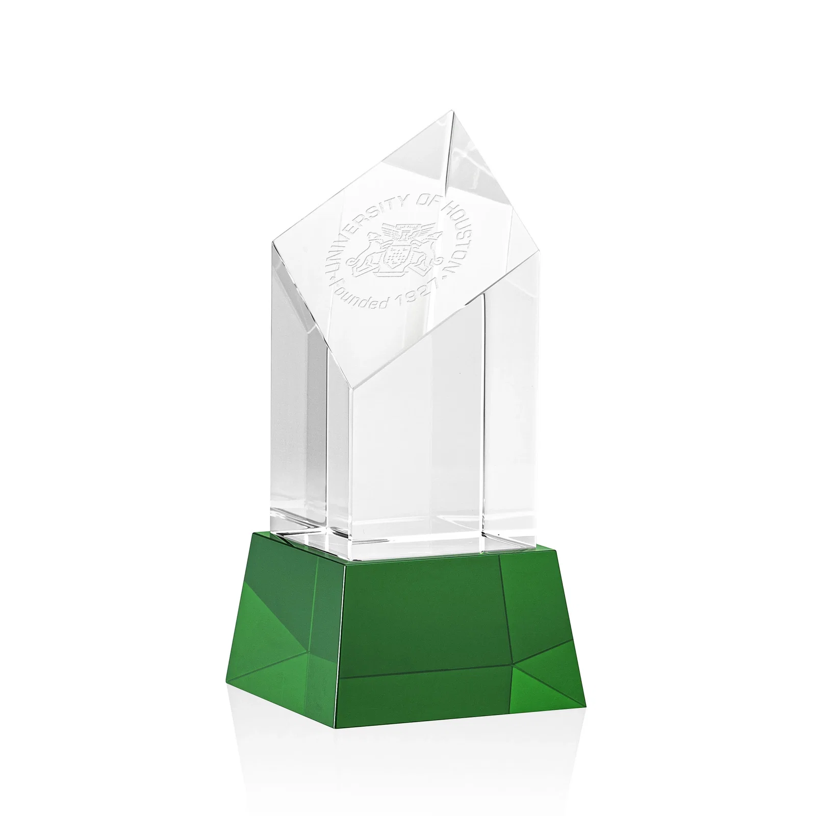 Custom Optical Crystal Diamond Tower Award with Flat-Top Engraving for safety achievement programs
