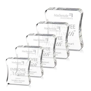 Optical Crystal Rectangle Award with an Inward-Curved Face
